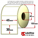 Rotolo da 1800 etichette adesive mm 45x30 Carta Vellum foro 40