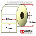 Rotolo da 3000 etichette adesive mm 26x16 Carta Vellum foro 40