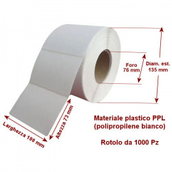 Rotolo da 1000 etichette adesive mm 100x73 in PPL white