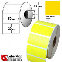 Rotolo da 1350 etichette adesive colorate giallo mm 50x30 Carta Vellum - foro 40mm