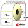 Rotolo da 2000 etichette adesive mm 72x25 Termiche 1 pista anima 40